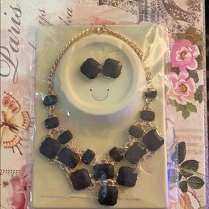 Black Statement Necklace and Earrings set